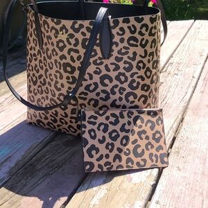 kate spade Leopard Print Tote in Tan and Black
